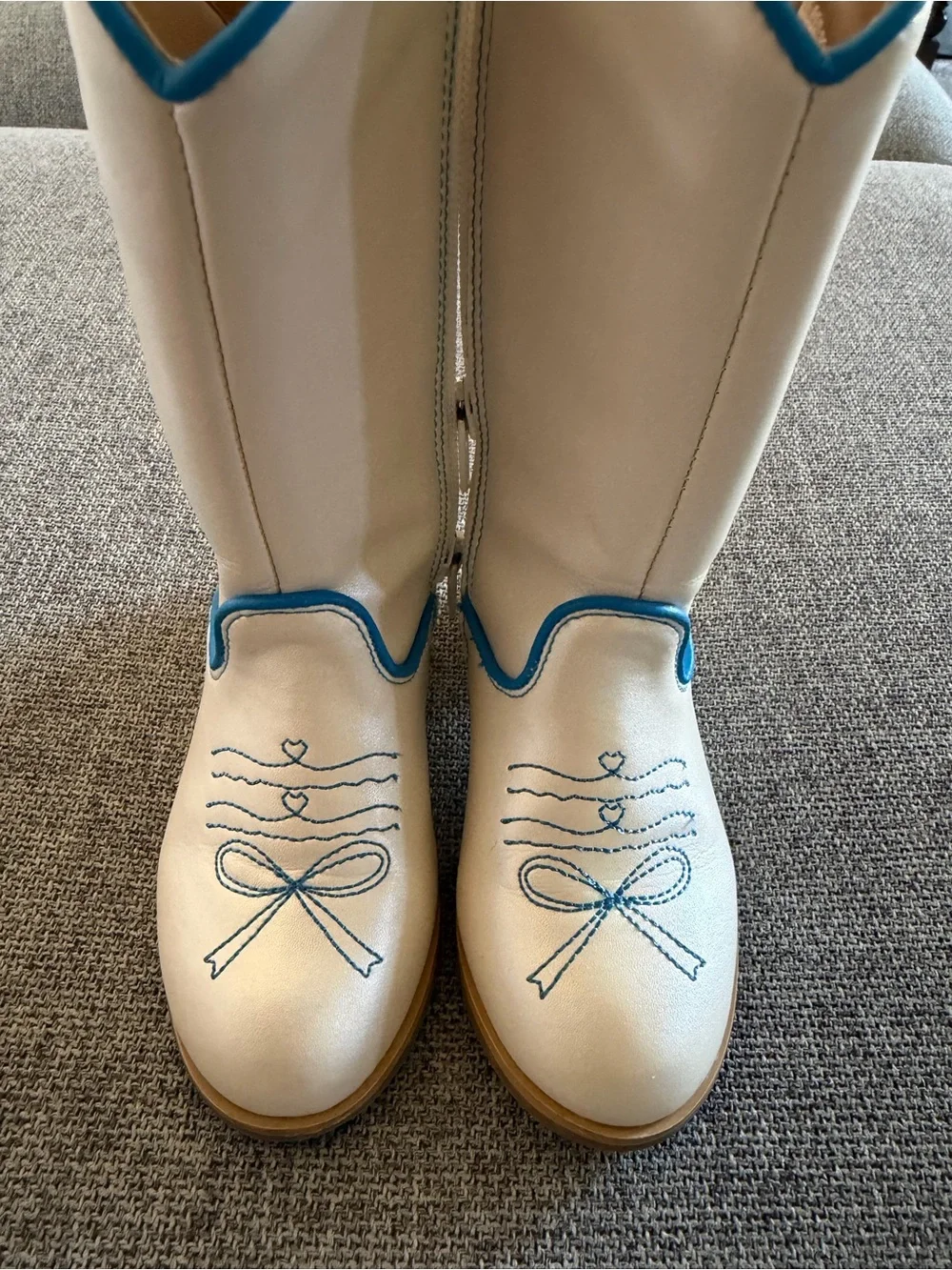 Lola and the Boys Daydreamer White & Blue Girls' Embroidered Western Boots